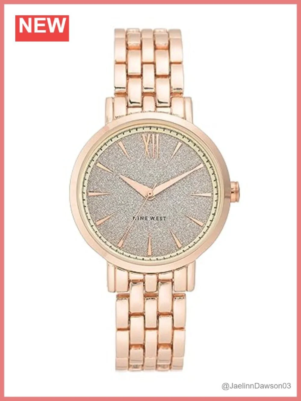 Crystal Glitter Dial Watch Adjustable Link Bracelet Analog